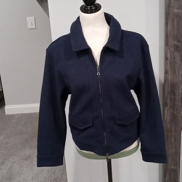 Banana Republic Factory "Melton volume sleeve" navy blue jacket size small p NWT - Picture 2 of 5